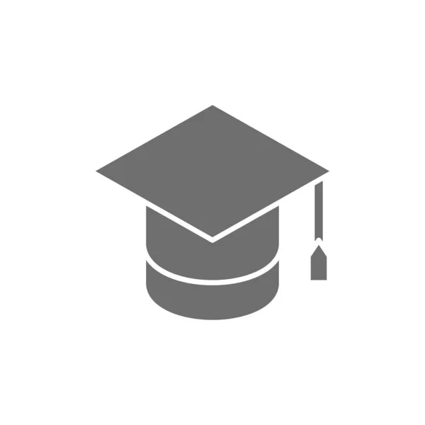 Casquette graduée, icône grise éducation. Isolé sur fond blanc — Image vectorielle