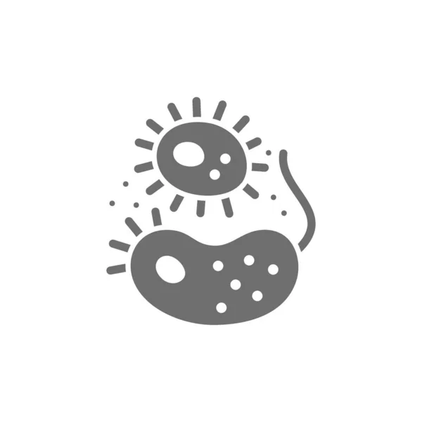 Bacterias, virus, gérmenes icono gris. Aislado sobre fondo blanco — Vector de stock