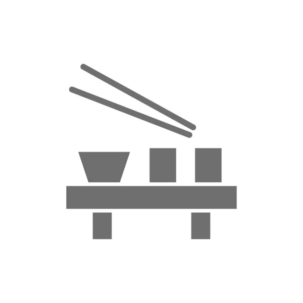 Platos japoneses icono gris. Aislado sobre fondo blanco — Vector de stock