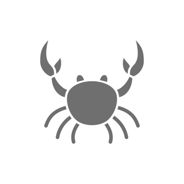 Cangrejo, animal acuático icono gris. Aislado sobre fondo blanco — Archivo Imágenes Vectoriales