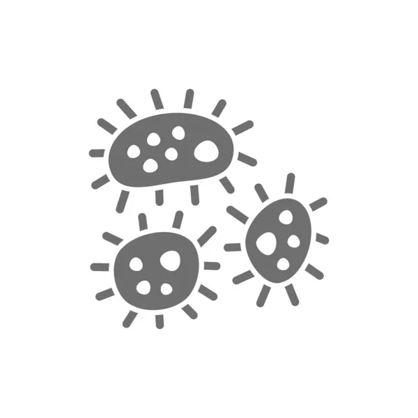 Microbe, bacteria grey icon. Isolated on white background — Stock Vector