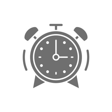 Alarm saati gri simgesi. Beyaz arkaplanda izole