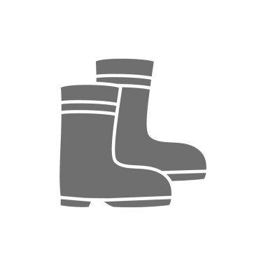 Lastik botlar gri simge. Beyaz arkaplanda izole
