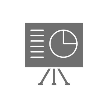 Pasta grafiği gri simgesi ile proje sunumu.