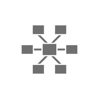 Bağlantılar, hiyerarşi gri simgesi. Beyaz arkaplanda izole