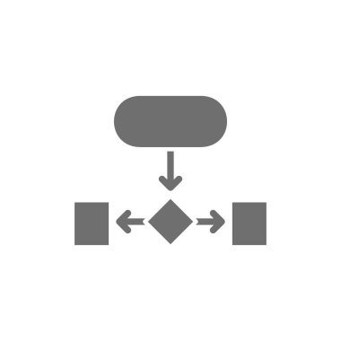 Hiyerarşik yapı, yardımcı grafik gri simgesi. Beyaz arkaplanda izole