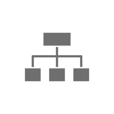 Hiyerarşik grafik yapısı gri simgesi. Beyaz arkaplanda izole