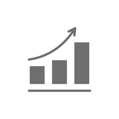 Gri çizelge ikonu büyüyor. Beyaz arkaplanda izole