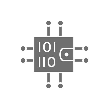 Kapalı kişilere sahip ikili cüzdan, engelleme zinciri, kripto para birimi gri simgesi.