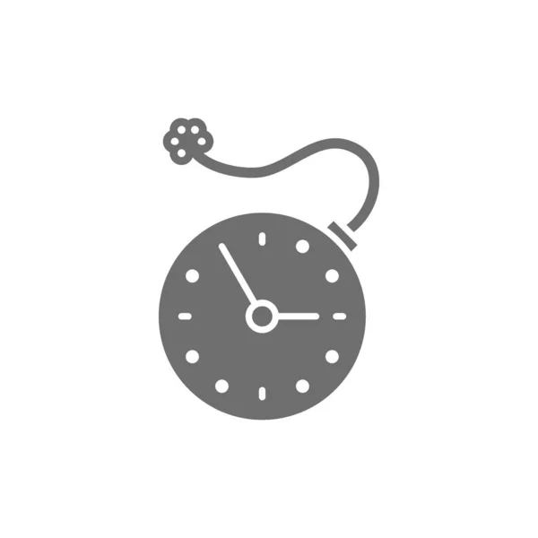Klocka med bomb, explosion timer, deadline grå ikon. — Stock vektor