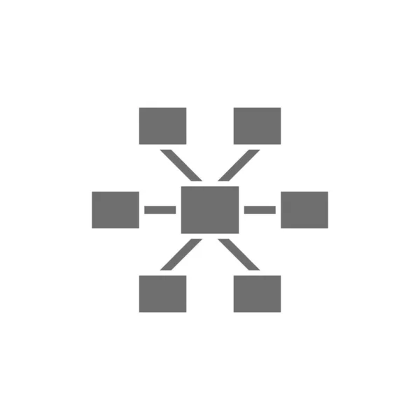Conexiones, icono gris jerarquía. Aislado sobre fondo blanco — Vector de stock