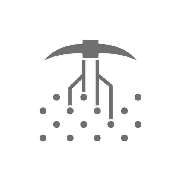 Pickaxe con contactos cerrados, blockchain, criptomoneda icono gris. — Vector de stock