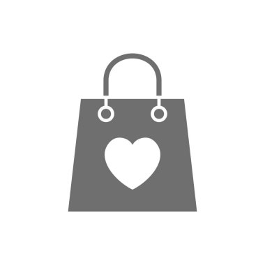 Yürekli çanta, Sevgililer Günü Gri simgesi.