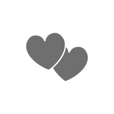 İki kalp gri simgesi. Beyaz arkaplanda izole