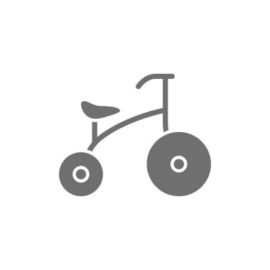 Çocuklar gri bisiklet ikonu. Beyaz arkaplanda izole