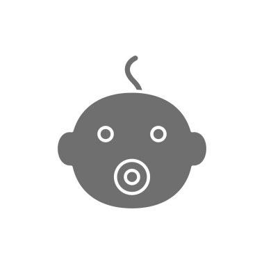 Aptal gri ikonlu bebek kafası. Beyaz arkaplanda izole