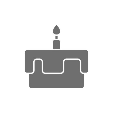 İlk doğum günü pastası gri ikonu. Beyaz arkaplanda izole