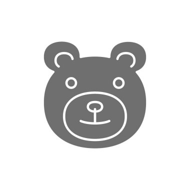 Oyuncak ayı, oyuncak gri ikon. Beyaz arkaplanda izole