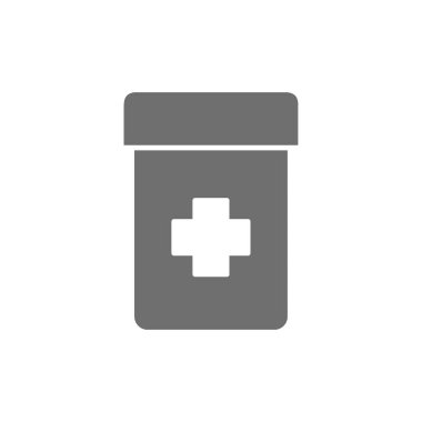 Bir kavanoz ilaç gri ikonu. Beyaz arkaplanda izole