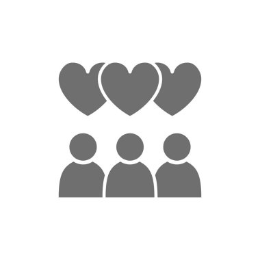 Kalp kabarcığı olan insanlar, muhabbet gri simgesi.