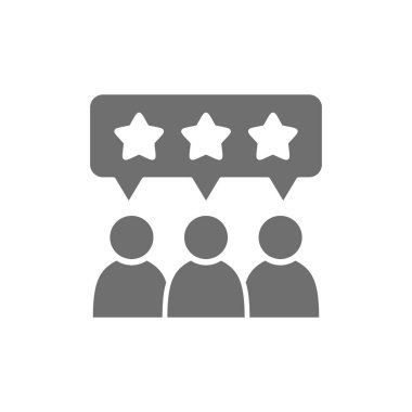 Yıldız baloncukları, reyting, geri bildirim, itibar gri simgesi olan insanlar.