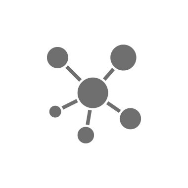 Ağ, merkez bağlantı gri simgesi. Beyaz arkaplanda izole