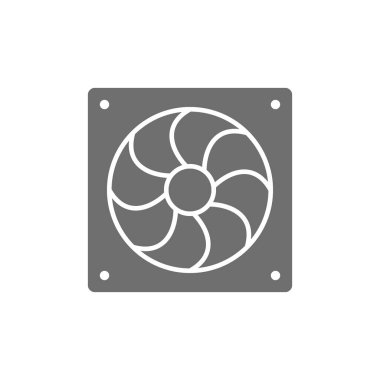 Bilgisayar fan gri simgesi. Beyaz arkaplanda izole