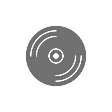CD disk, DVD gri simgesi. Beyaz arkaplanda izole