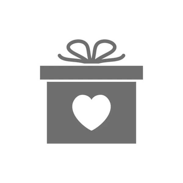 Geschenk mit Herz, Valentinstag-Ikone. — Stockvektor