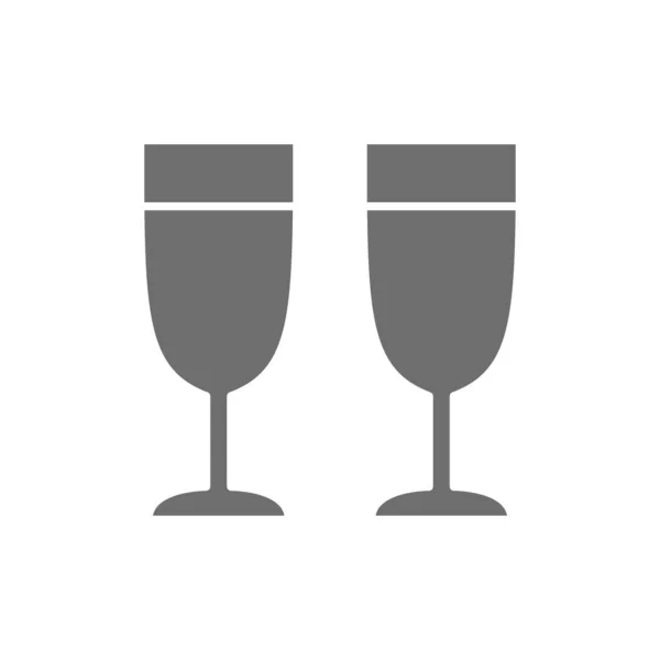 Dos copas de champán icono gris. Aislado sobre fondo blanco — Vector de stock