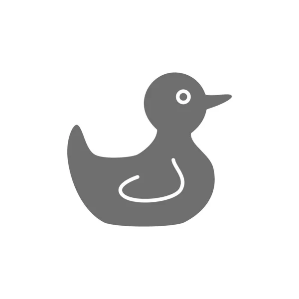 Icono gris pato de goma. Aislado sobre fondo blanco — Archivo Imágenes Vectoriales