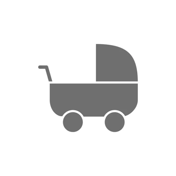 Barnvagnar, vagn grå ikon. Isolerad på vit bakgrund — Stock vektor