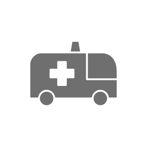 Icône voiture d'ambulance grise. Isolé sur fond blanc — Image vectorielle