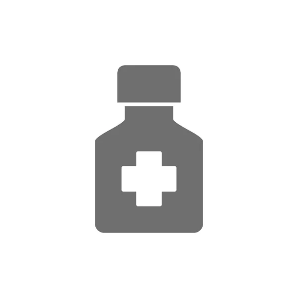 Flasche Medizin graue Ikone. Isoliert auf weißem Hintergrund — Stockvektor