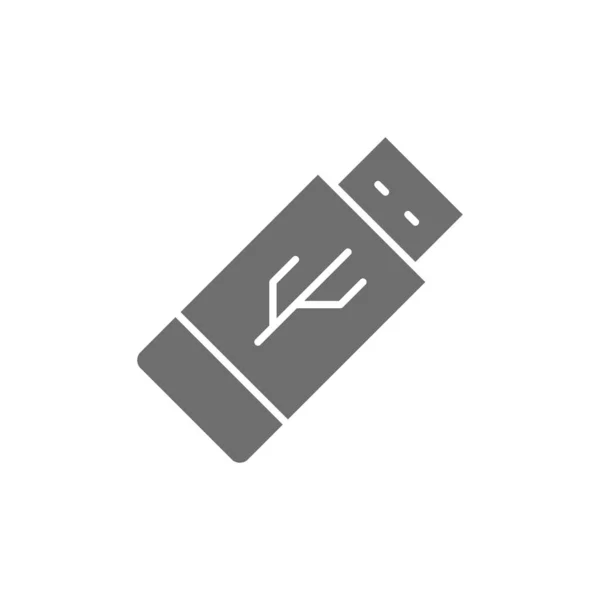 Flash-Laufwerk, USB-Grau-Symbol. Isoliert auf weißem Hintergrund — Stockvektor