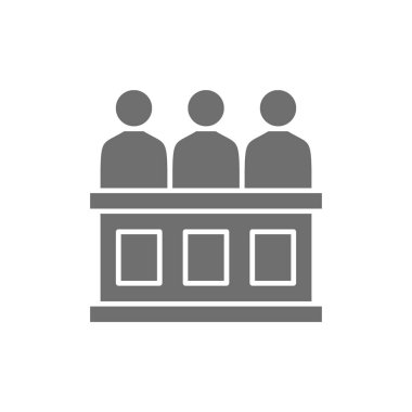 Jüri yargılaması, greyicon. Beyaz arkaplanda izole