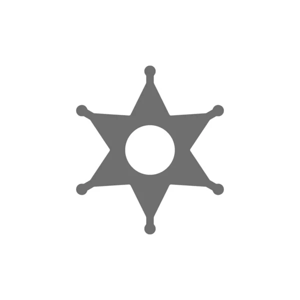 Insignia del sheriff, icono gris estrella de la policía. Aislado sobre fondo blanco — Vector de stock