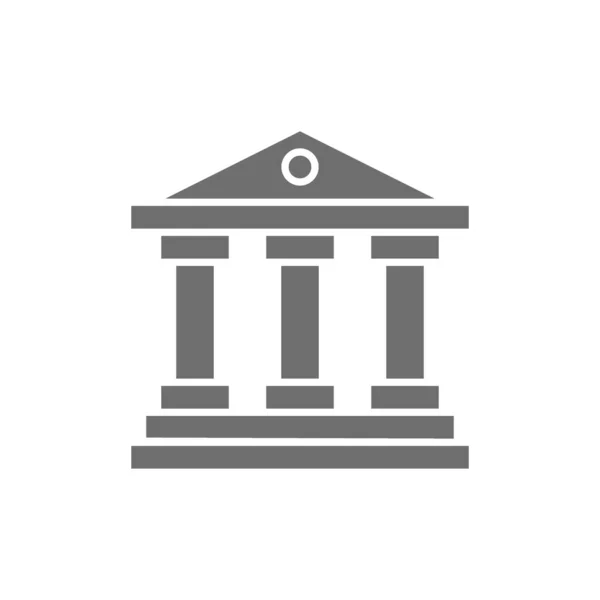 Gericht, Gerichtsgebäude, graue Ikone. Isoliert auf weißem Hintergrund — Stockvektor