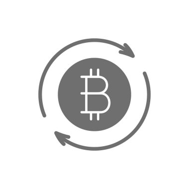 Bitcoin işareti, kripto para değişimi gri simgesi.