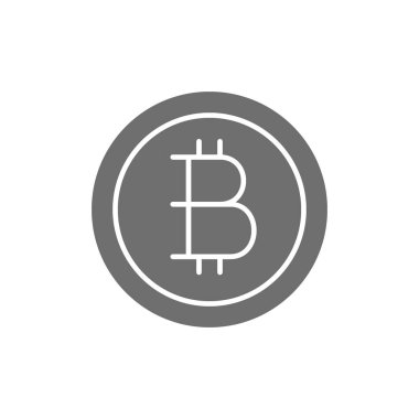 Bitcoin para ile el, kripto para birimi gri simgesi.
