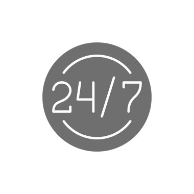 24 saat ve günlük çalışma programı, servis gri simgesi.