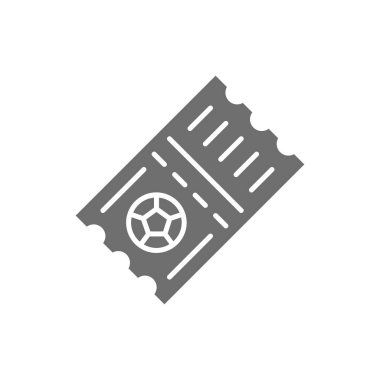 Vektör futbol bileti gri simgesi. Beyaz arkaplanda izole