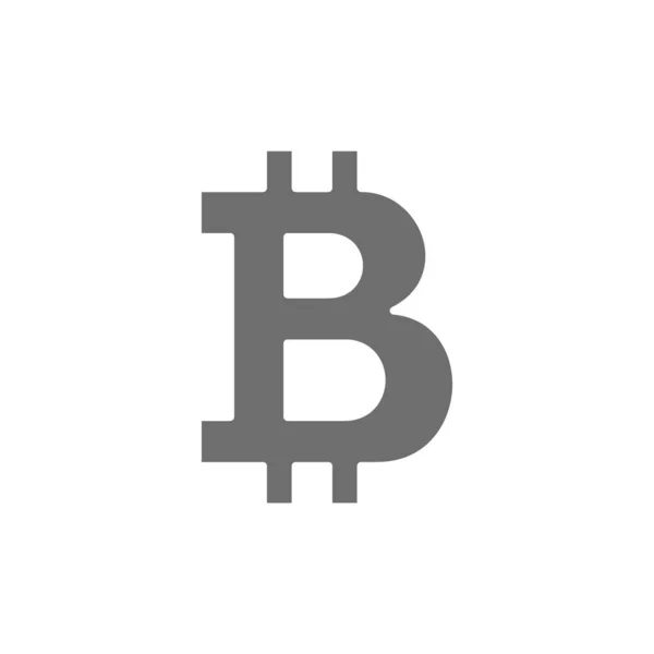 Bitcoin sinal, criptomoeda ícone cinza. Isolado sobre fundo branco — Vetor de Stock