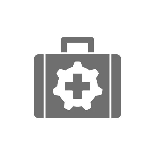 Vector technical assistance suitcase grey icon. Isolated on white background — Stock Vector