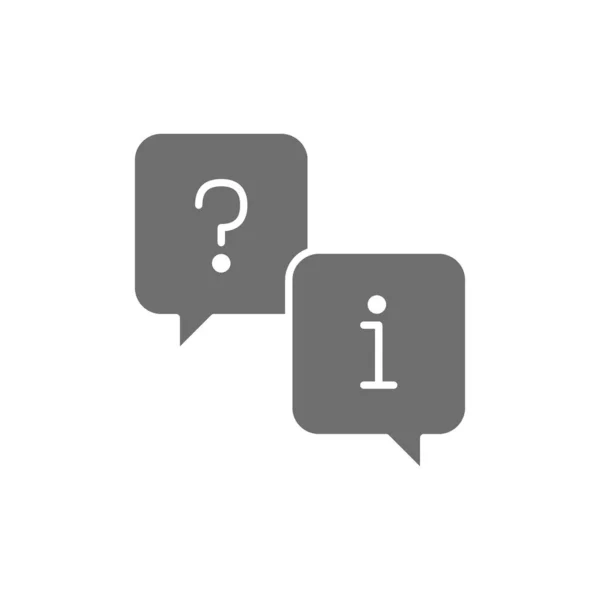 Nube de chat, marca de preguntas frecuentes con signo de información icono gris. — Vector de stock