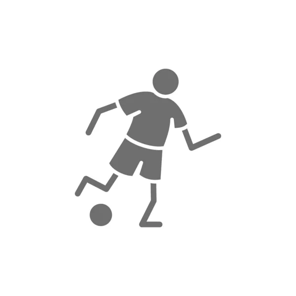 Icono gris jugador de fútbol. Aislado sobre fondo blanco — Vector de stock