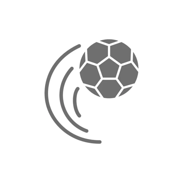 Vector fliegender Fußball graue Ikone. Isoliert auf weißem Hintergrund — Stockvektor
