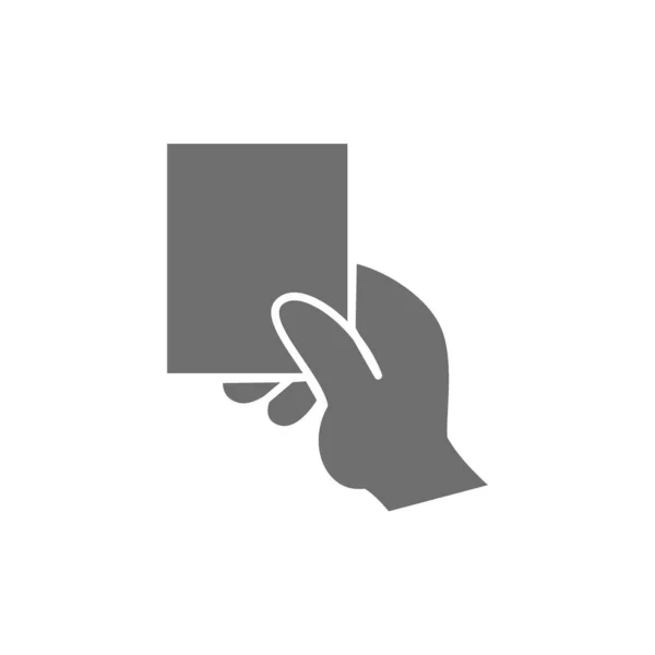 Vector hand met kaart grijs pictogram. Geïsoleerd op witte achtergrond — Stockvector