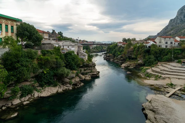 Cidade Velha Mostar Bósnia Herzegovina Com Ponte Stari Most Rio — Fotografia de Stock