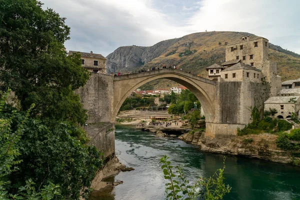 Cidade Velha Mostar Bósnia Herzegovina Com Ponte Stari Most Rio — Fotografia de Stock